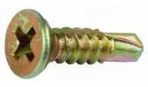 Саморез оконный, крестовый шлиц. Ph №2, частая резьба, наконечник сверло. Покрытие: желтопас.